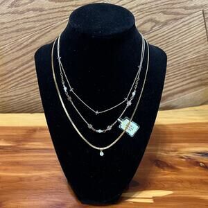 Vintage Lot 3 MCM Layering Necklaces Gold Tone Filigree Beaded Delicate Chain